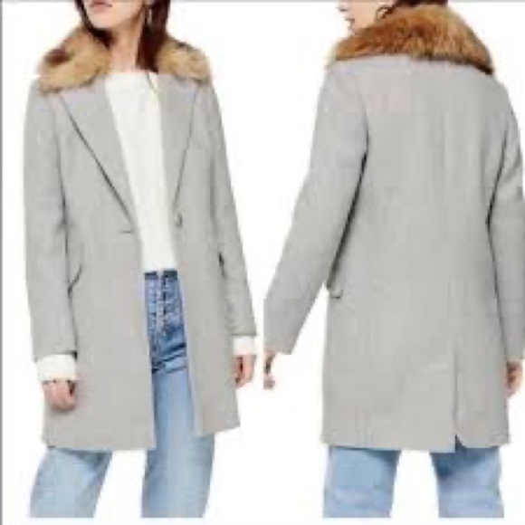 TOPSHOP Monica Light Gray Faux Fur Coat - Picture 9 of 9